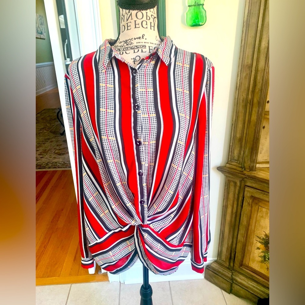 Haute Monde striped knotted blouse